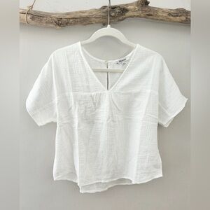 Madewell lightweight 100% cotton white short sleeve gauze textured blouse blouse